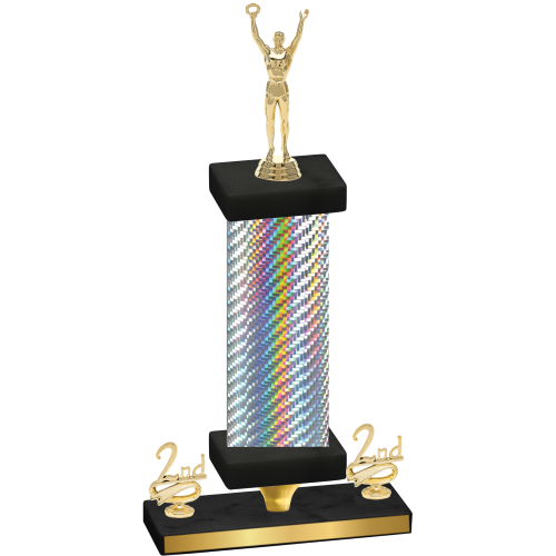 Premium Single Silver Carbon Fiber Second Place Victory Trophy