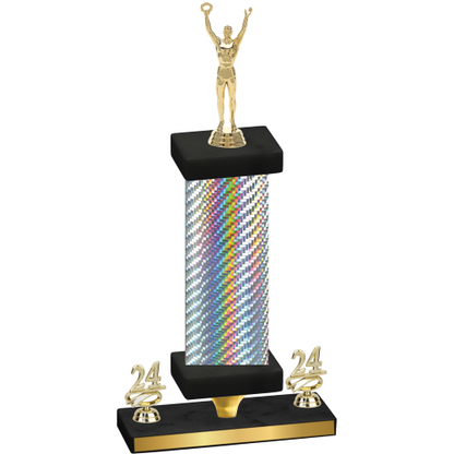 Premium Single Silver Carbon Fiber Year Victory Trophy