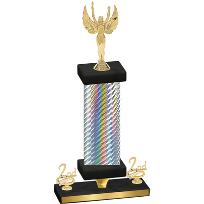 Premium Single Silver Carbon Fiber Second Place Victory Trophy