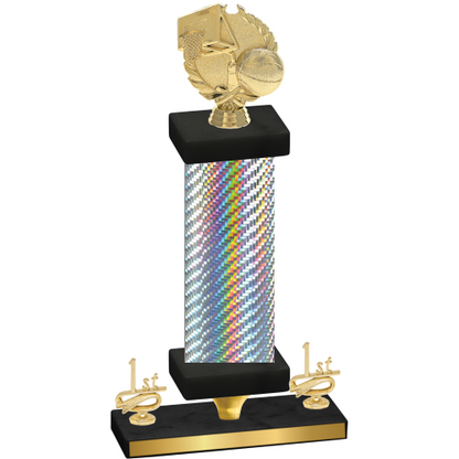 Premium Single Silver Carbon Fiber First Place Basketball Trophy