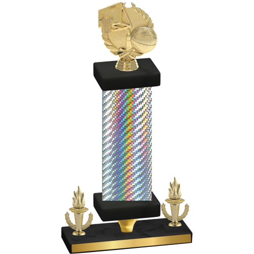 Premium Single Silver Carbon Fiber Victory Basketball Trophy