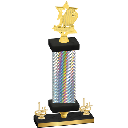 Premium Single Silver Carbon Fiber First Place Pickleball Trophy