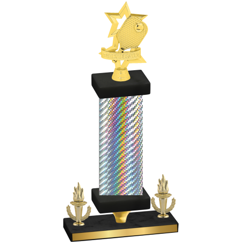 Premium Single Silver Carbon Fiber Victory Pickleball Trophy