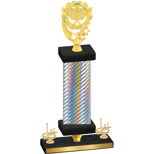 Premium Single Silver Carbon Fiber First Place Pickleball Trophy