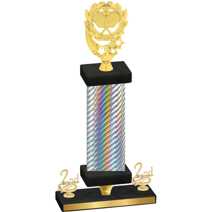 Premium Single Silver Carbon Fiber Second Place Pickleball Trophy