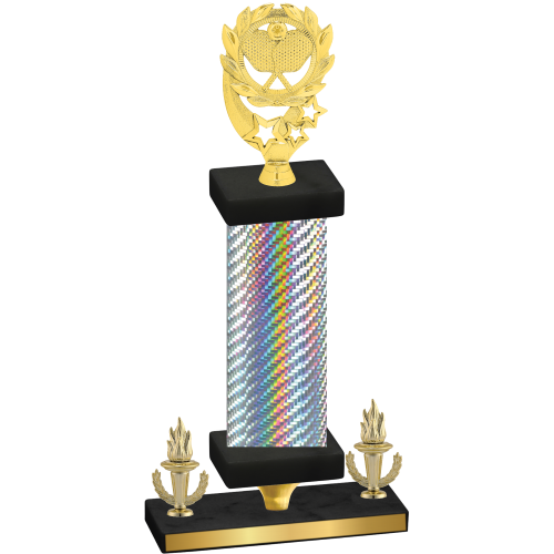 Premium Single Silver Carbon Fiber Victory Pickleball Trophy