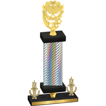 Premium Single Silver Carbon Fiber Victory Pickleball Trophy