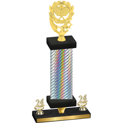 Premium Single Silver Carbon Fiber Year Pickleball Trophy