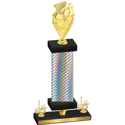 Premium Single Silver Carbon Fiber First Place Pickleball Trophy