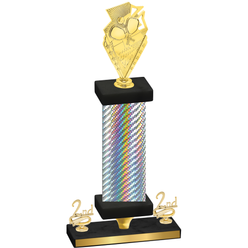 Premium Single Silver Carbon Fiber Second Place Pickleball Trophy