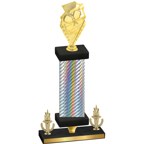 Premium Single Silver Carbon Fiber Victory Pickleball Trophy