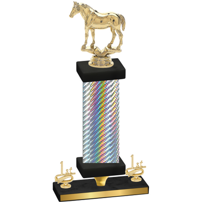 Premium Single Silver Carbon Fiber First Place Horses Trophy