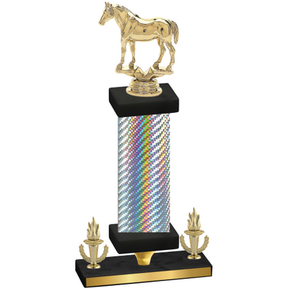 Premium Single Silver Carbon Fiber Victory Horses Trophy