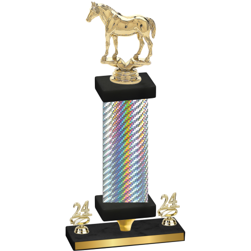 Premium Single Silver Carbon Fiber Year Horses Trophy