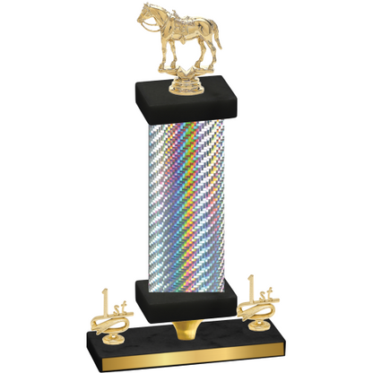 Premium Single Silver Carbon Fiber First Place Horses Trophy