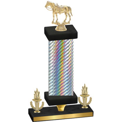 Premium Single Silver Carbon Fiber Victory Horses Trophy