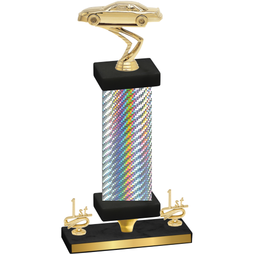 Premium Single Silver Carbon Fiber First Place Cars Trophy