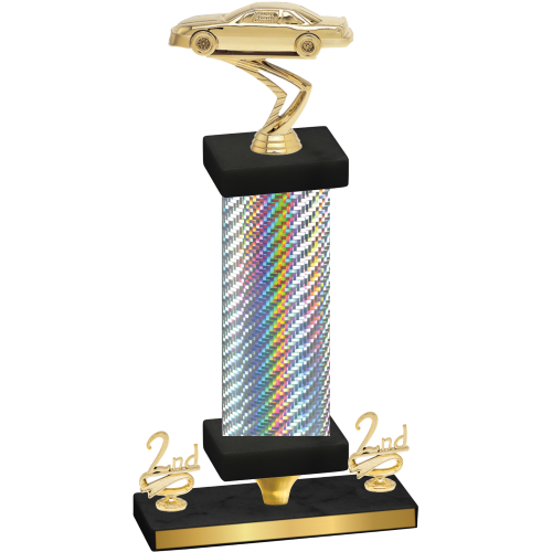 Premium Single Silver Carbon Fiber Second Place Cars Trophy