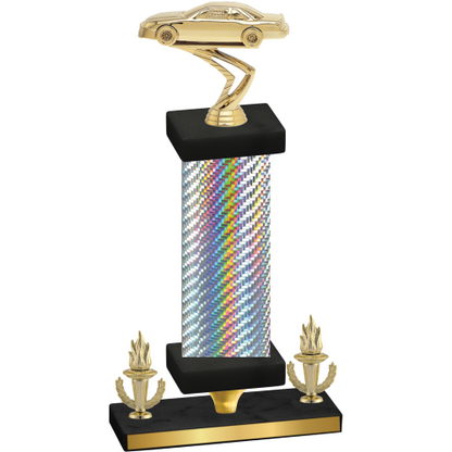 Premium Single Silver Carbon Fiber Victory Cars Trophy