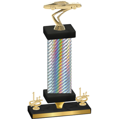 Premium Single Silver Carbon Fiber First Place Cars Trophy