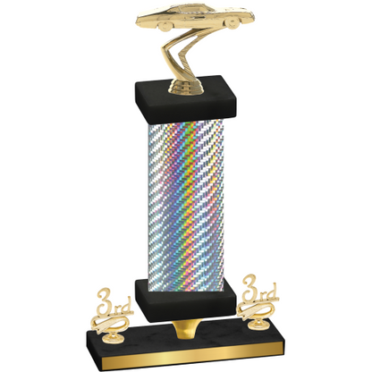 Premium Single Silver Carbon Fiber Third Place Cars Trophy