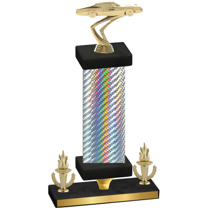 Premium Single Silver Carbon Fiber Victory Cars Trophy