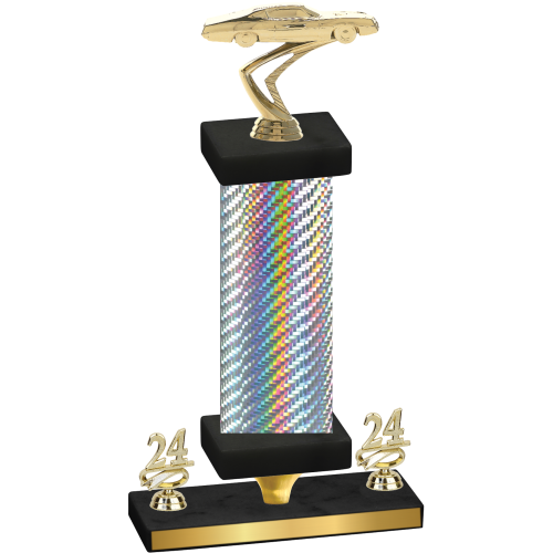 Premium Single Silver Carbon Fiber Year Cars Trophy