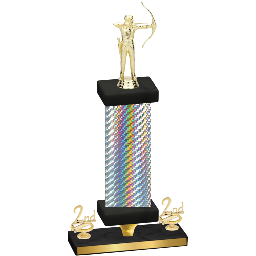 Premium Single Silver Carbon Fiber Second Place Archery Trophy