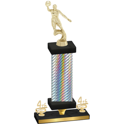 Premium Single Silver Carbon Fiber Fourth Place Basketball Trophy