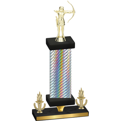 Premium Single Silver Carbon Fiber Victory Archery Trophy