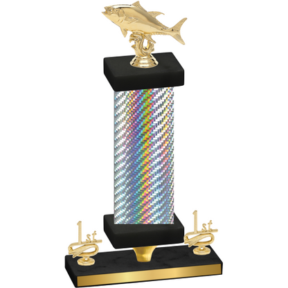 Premium Single Silver Carbon Fiber First Place Fishing Trophy