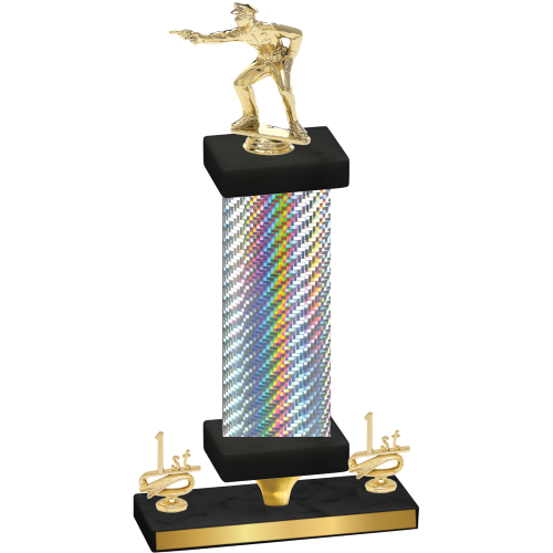 Premium Single Silver Carbon Fiber First Place Shooter Trophy