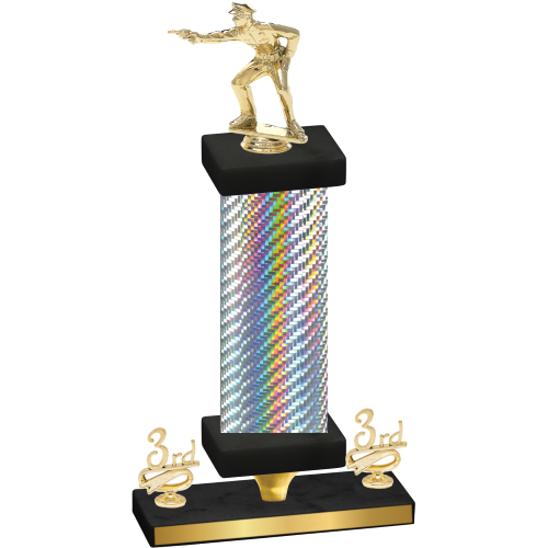 Premium Single Silver Carbon Fiber Third Place Shooter Trophy