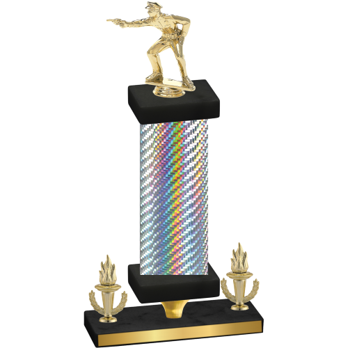 Premium Single Silver Carbon Fiber Victory Shooter Trophy