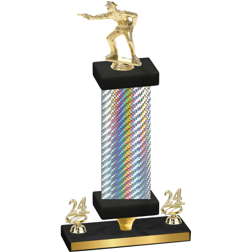 Premium Single Silver Carbon Fiber Year Shooter Trophy