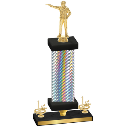 Premium Single Silver Carbon Fiber First Place Shooter Trophy