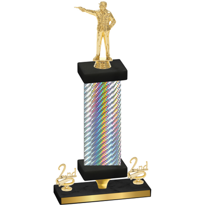 Premium Single Silver Carbon Fiber Second Place Shooter Trophy