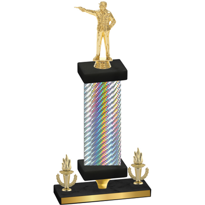 Premium Single Silver Carbon Fiber Victory Shooter Trophy