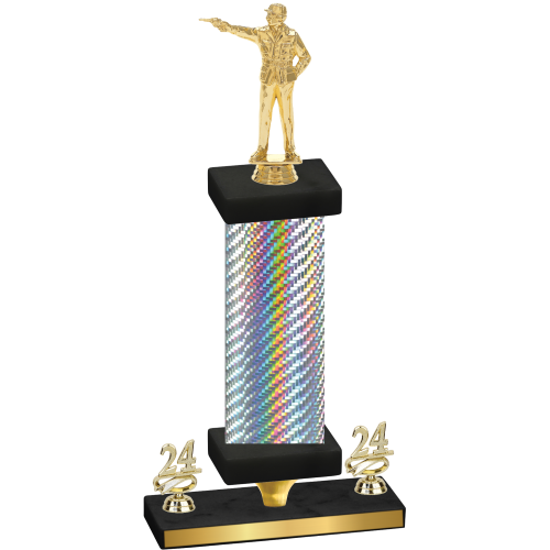 Premium Single Silver Carbon Fiber Year Shooter Trophy