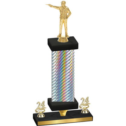 Premium Single Silver Carbon Fiber Year Shooter Trophy