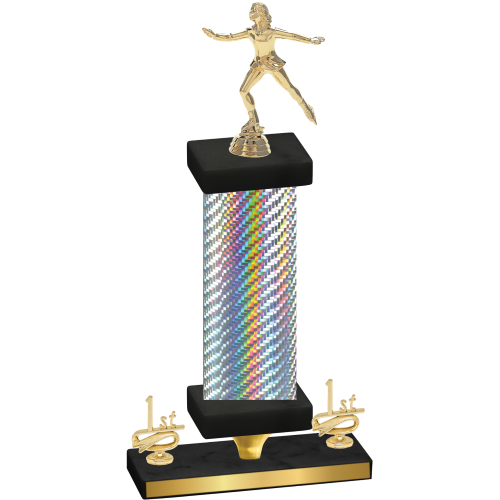 Premium Single Silver Carbon Fiber First Place Skater Trophy