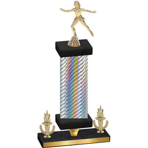 Premium Single Silver Carbon Fiber Victory Skater Trophy