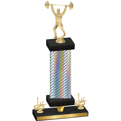 Premium Single Silver Carbon Fiber First Place Weights Trophy