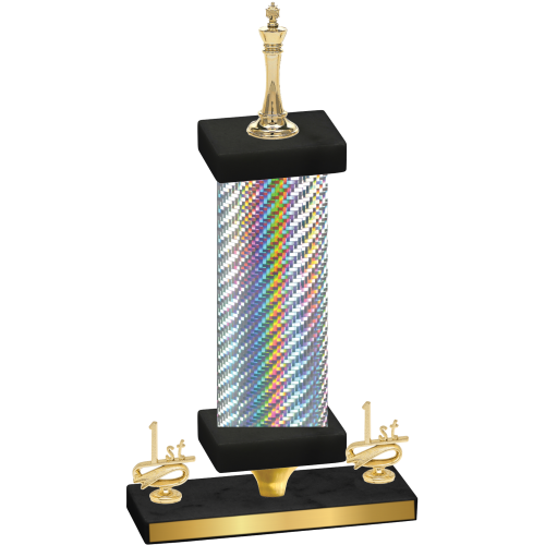 Premium Single Silver Carbon Fiber First Place Chess Trophy