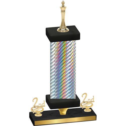 Premium Single Silver Carbon Fiber Second Place Chess Trophy