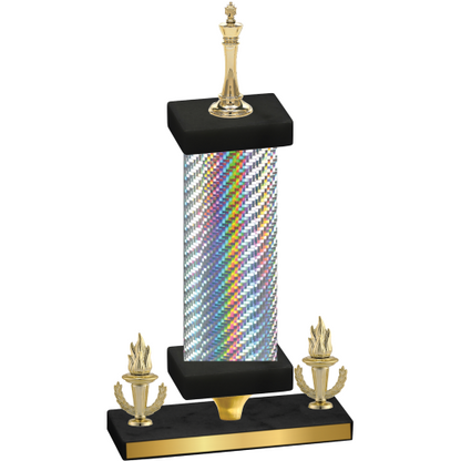 Premium Single Silver Carbon Fiber Victory Chess Trophy