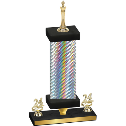 Premium Single Silver Carbon Fiber Year Chess Trophy