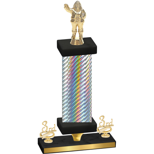 Premium Single Silver Carbon Fiber Third Place Holiday Trophy