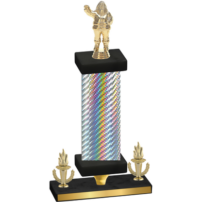 Premium Single Silver Carbon Fiber Victory Holiday Trophy