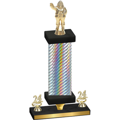 Premium Single Silver Carbon Fiber Year Holiday Trophy